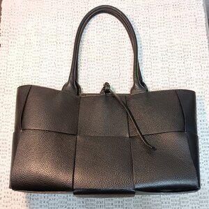 Le Borse di Giulia black genuine leather Made in Italy woven tote bag purse